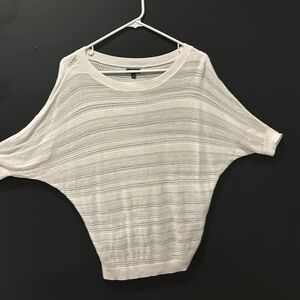 Express white rayon knit sweater 1/2 sleeve loose weave